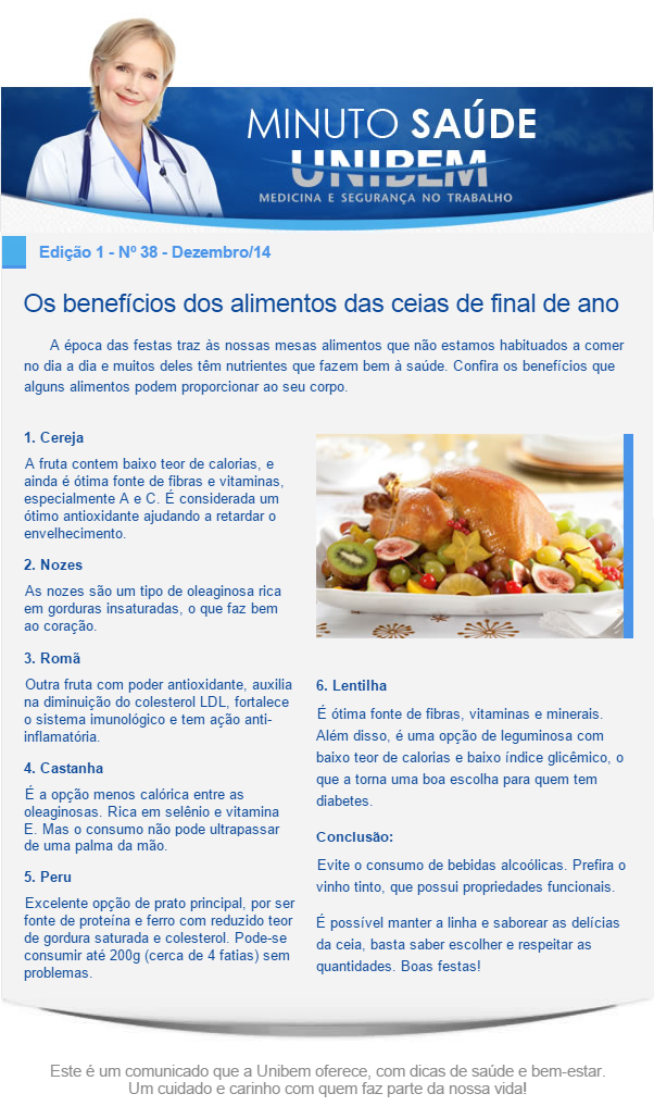 Os benefícios dos alimentos das ceias de final de ano